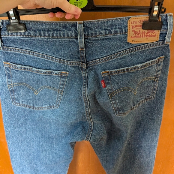 Women's Levis 501 jeans blue high waisted straight leg - Picture 3 of 11